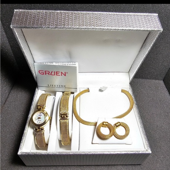 Gruen Ladies Quartz Watch GR7991 Working Set With Bracelet Necklace And Earrings - Picture 1 of 12